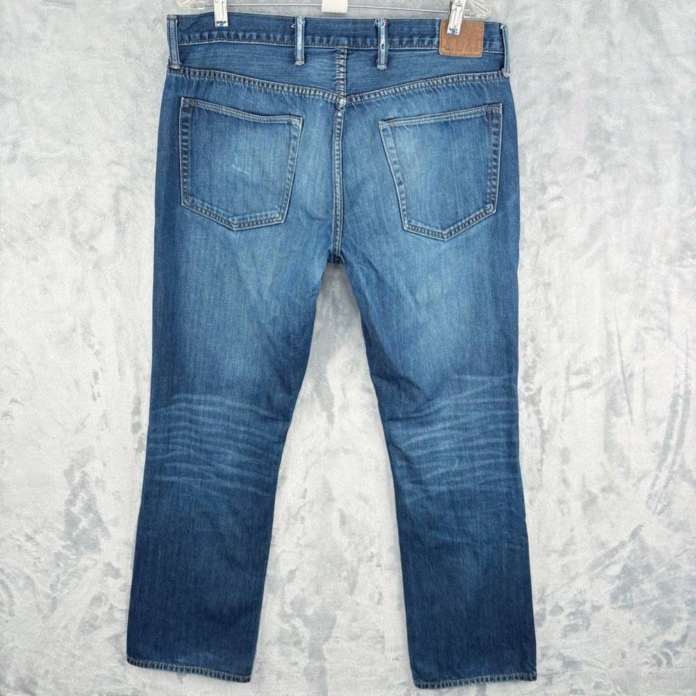 Gap 1969 Bootcut Men 36x34 (Fit 35x32.5) Medium Wash Denim Distressed Americana